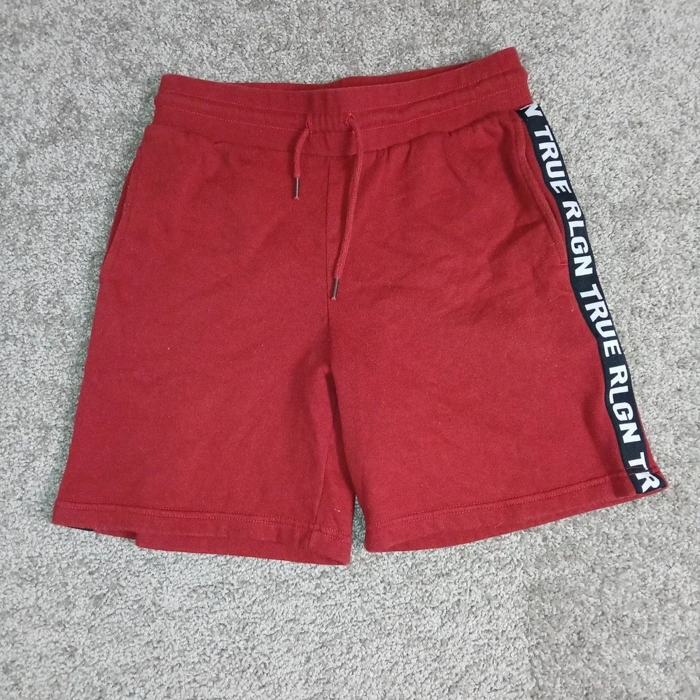 True Religion Mens Jogger Sweat Shorts Red Size Extra Small